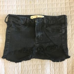 Black faded denim shorts